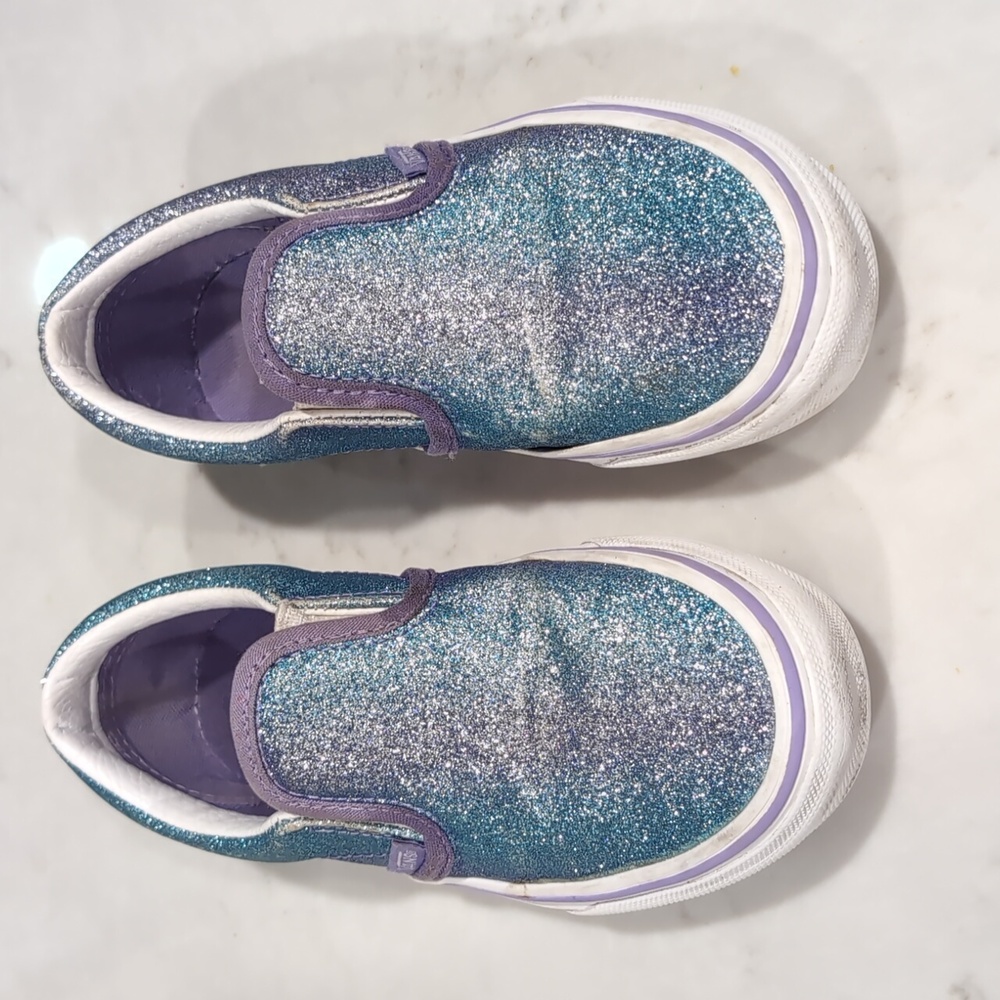 Purple and blue sparkly slip-on bands